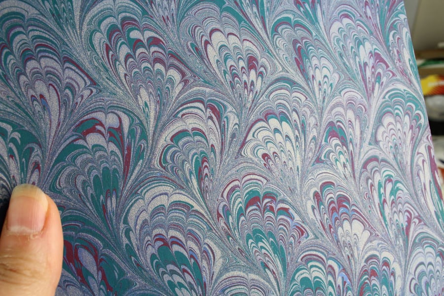 A4 Marbled card sheet for card making and die cutting peacock pattern 