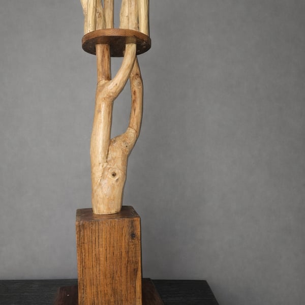 HandCarved Wooden Sculpture with Natural Branch Form – 85cm Organic Art Piece