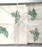 Napkins, A Set of 4 Large Table Napkins with Embroidered Holly Design - Image 2