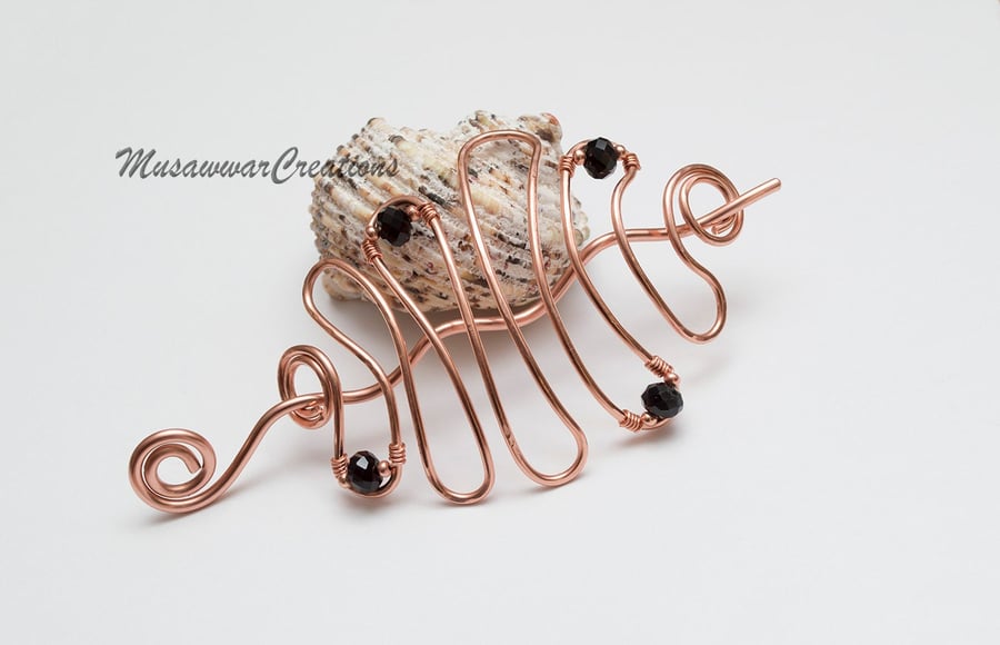 Copper bun holder,Hair bun holder, solid copper ,loops shape hair bun holder,Hai