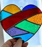 Stained Glass Patchwork Heart Suncatcher - Handing Decoration - Multi coloured - Image 3