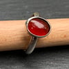 Deep Red Garnet Cabochon on Sterling Silver Ring, 100% Handmade, rare gemstone