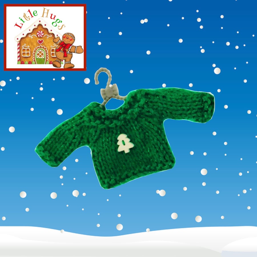 Emerald Green Christmas Tree Jumper to fit the Little Hug Dolls