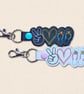 Flip Flops Keyring - Peace Love Flip Flops Faux Leather Bag Charm - Image 1