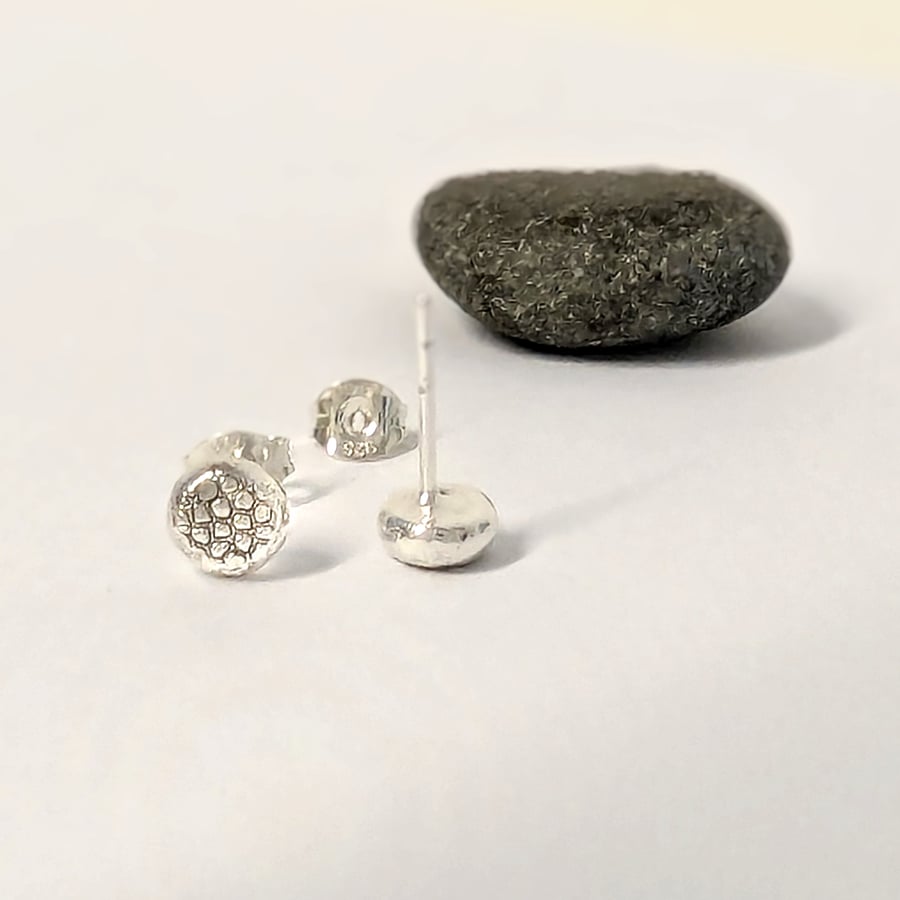 Sterling Silver Tread Textured Stud earrings, Handmade Urban WEDDING