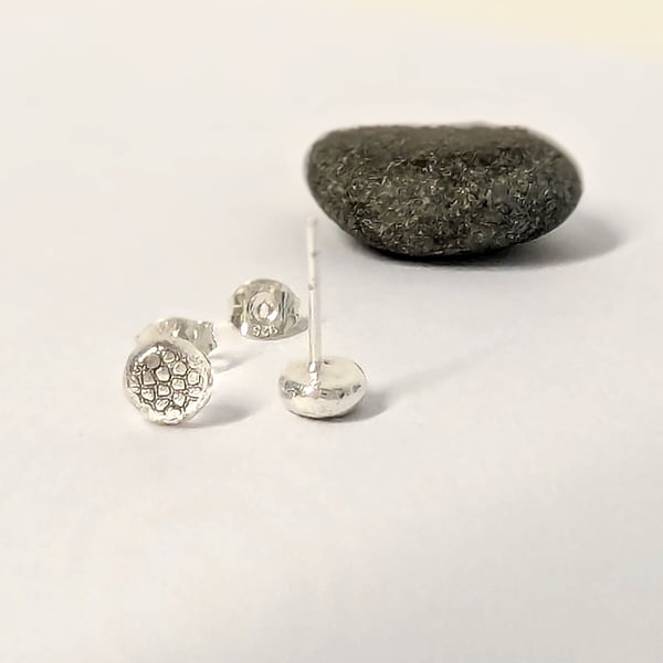 Sterling Silver Tread Textured Stud earrings, Handmade Urban WEDDING