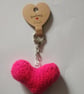 Handmade pink sparkle heart keyring or bag charm