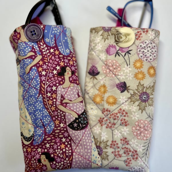 Velvet lined glasses case pouch, Set 1 (Bright pink velvet lining)