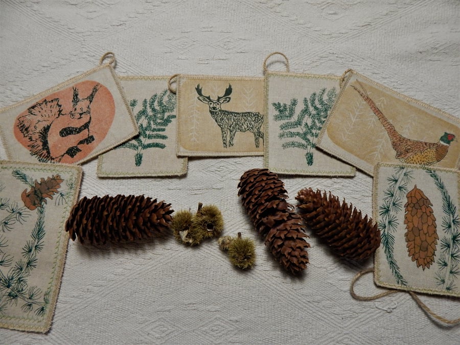 Reserved for Sue Woodland Animal - 140 cm - Screen printed Bunting