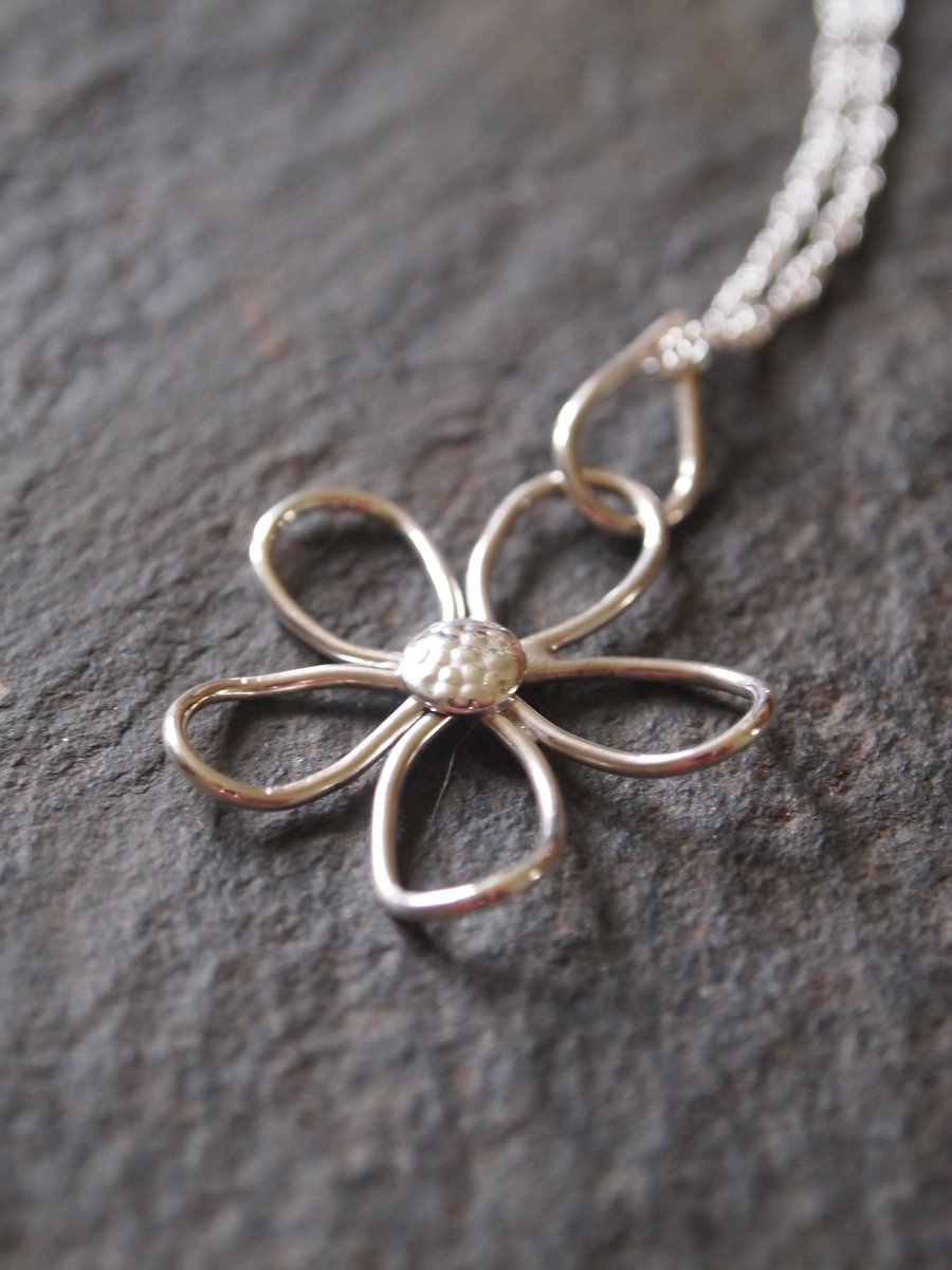 Sterling Silver Flower Necklace