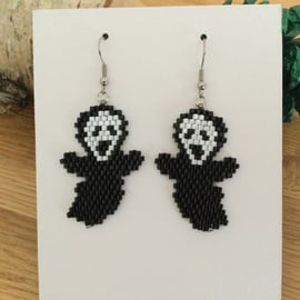 Beaded Halloween Scream Earrings 