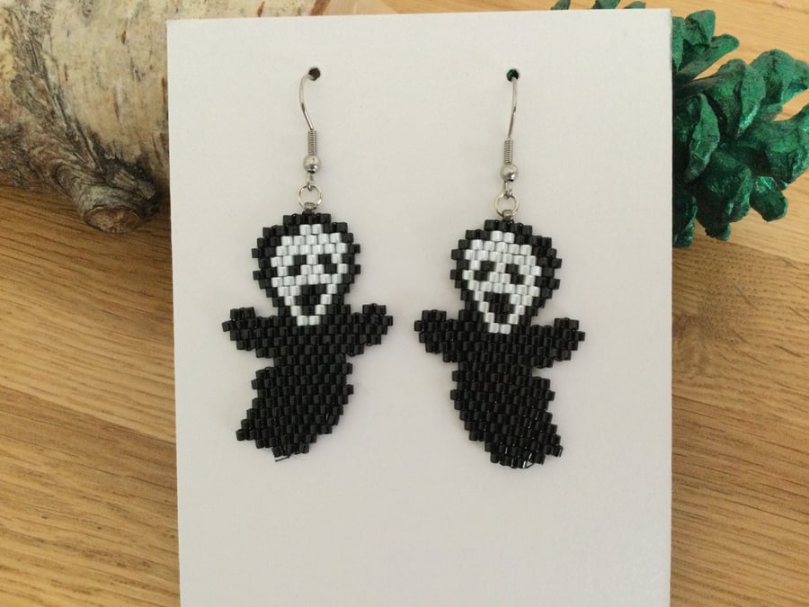 Beaded Halloween Scream Earrings 