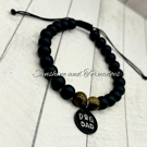 Handmade Dog Dad Bracelet - Obsidian & Tiger's Eye Gemstone - Adjustable Closure