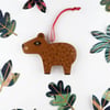 Capybara Christmas tree hanging decorations, cute animal stocking filler.