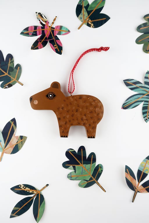 Capybara Christmas tree hanging decorations, cute animal stocking filler.