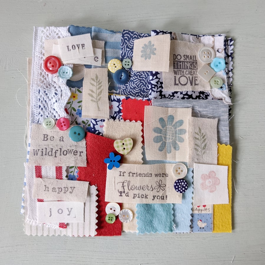 Be Mindful Slow Stitching Fabric and Buttons Bundle 