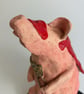 Hand-Built Ceramic Super Pig Sculpture, Fancy Dress Decor