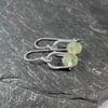 Silver and prehnite small dangle earrings 