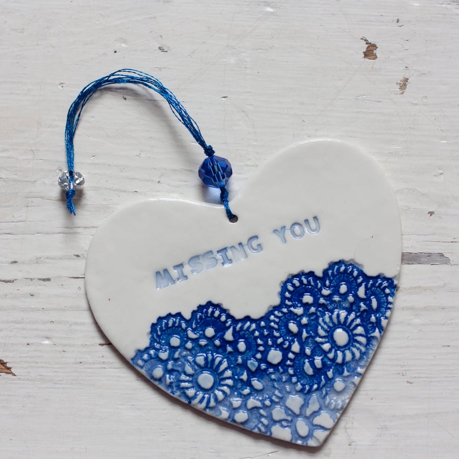 "Missing You" Heart Decoration