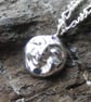 Tiny Fine Silver Moon Goddess Pendant and Sterling Silver 18 Inch Chain With CZ - Image 3