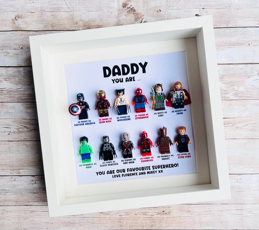 Dad Daddy Superhero Marvel Minifigures Frame