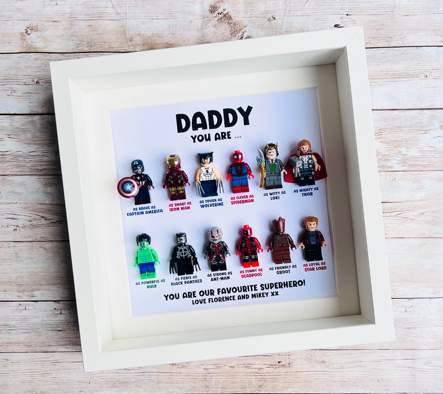 Dad Daddy Superhero Marvel Minifigures Frame
