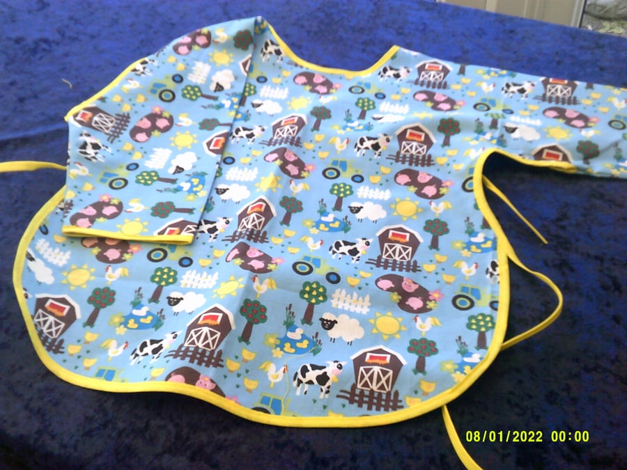 Farmyard Scenes Sleeved Baby Cover Up Apron