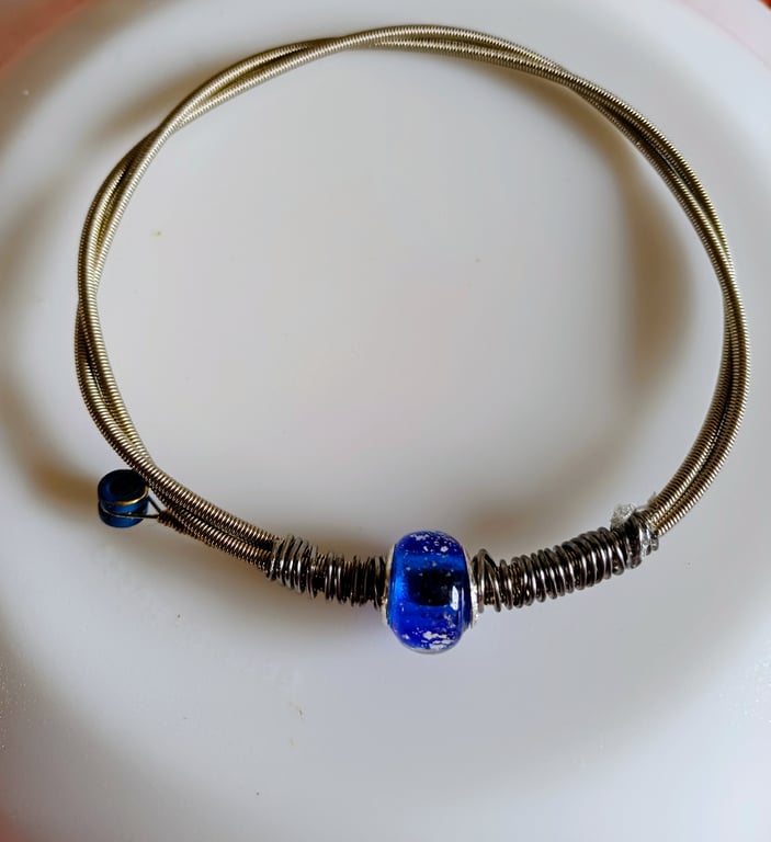 Re-Cycled Handmade Guitar String Bangle,  Fabulous for musicians !