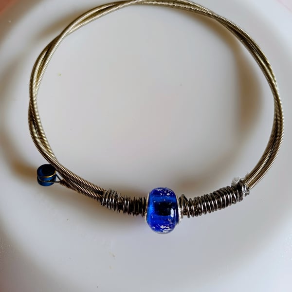 Re-Cycled Handmade Guitar String Bangle,  Fabulous for musicians !