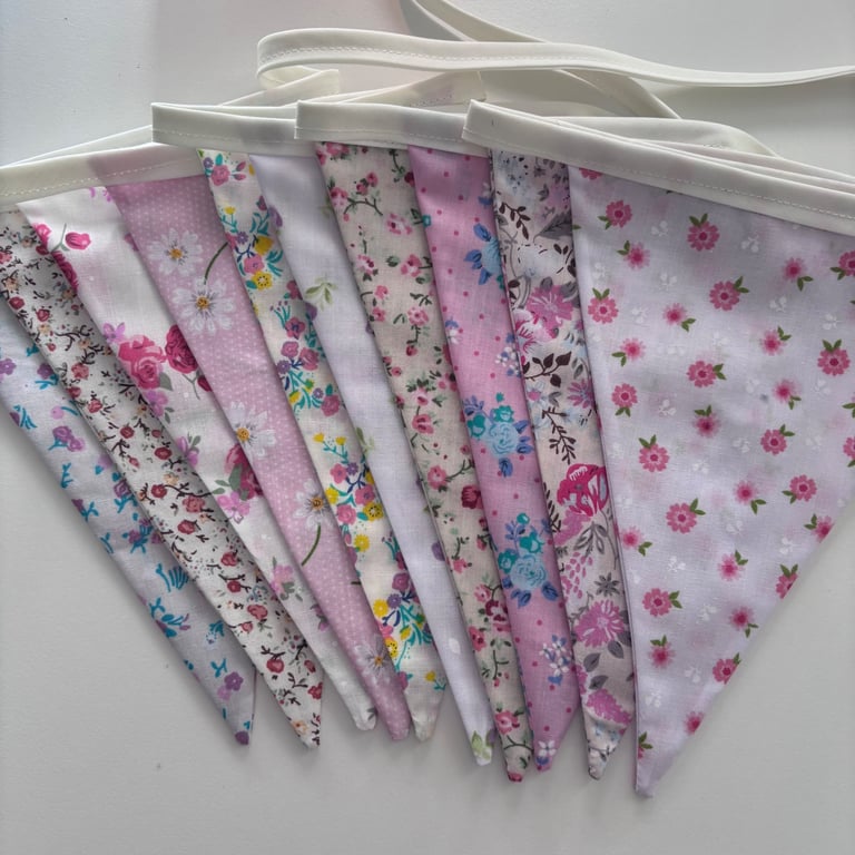 Pink floral bunting