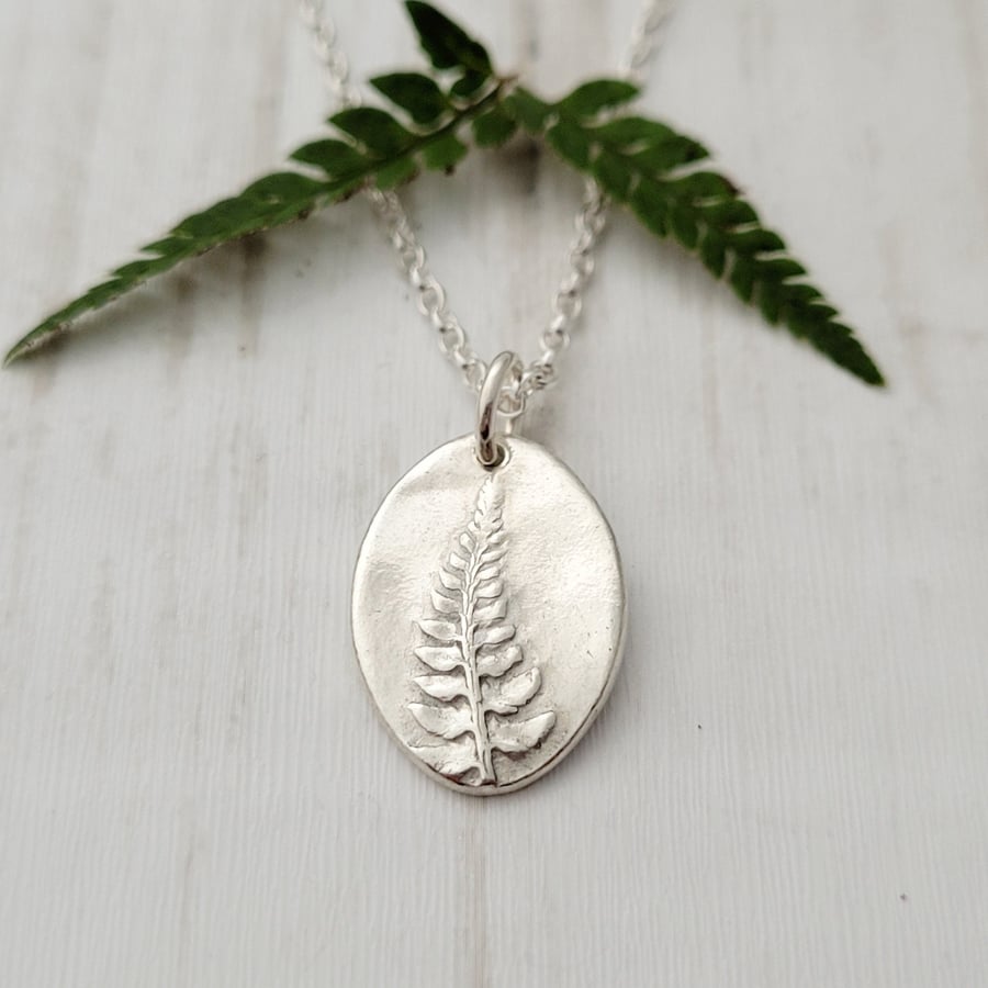 Fern Leaf Botanical Pendant Sterling SIlver