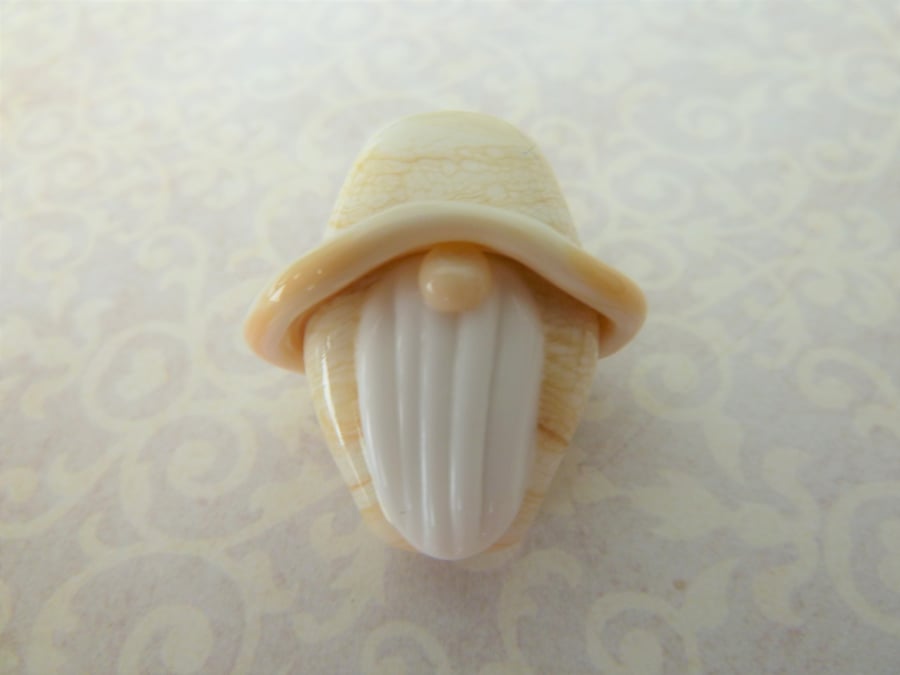 ivory gnome lampwork glass bead