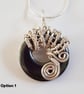 Hematite Wire Wrapped Pendant Necklace - Silver Wirework Gemstone - Image 3