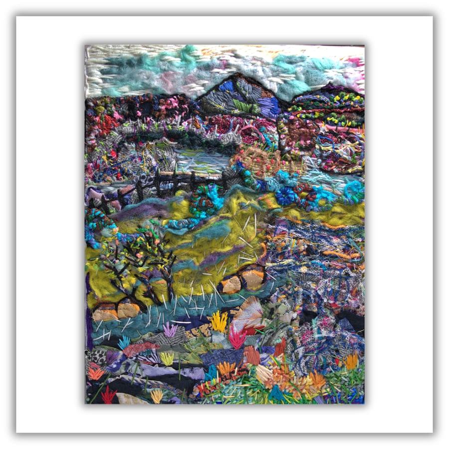 Scottish landscape - Glen Esk - framed - felt - needlework - fibre art 