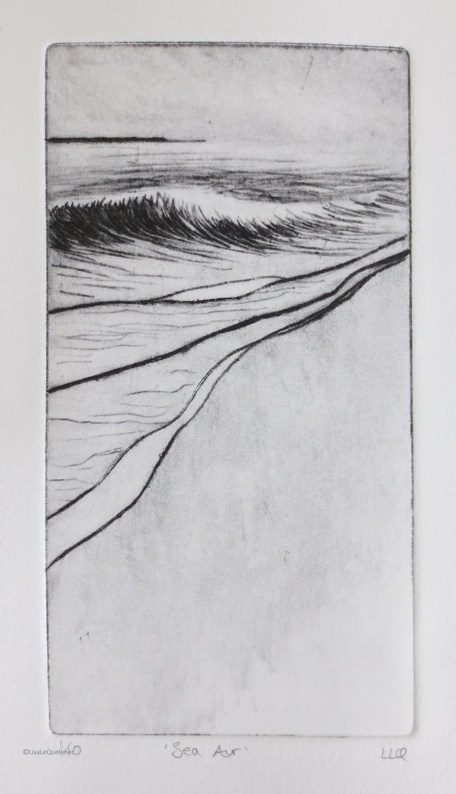 Drypoint etching original print no.1 of an edition of 10 seaside coastal print