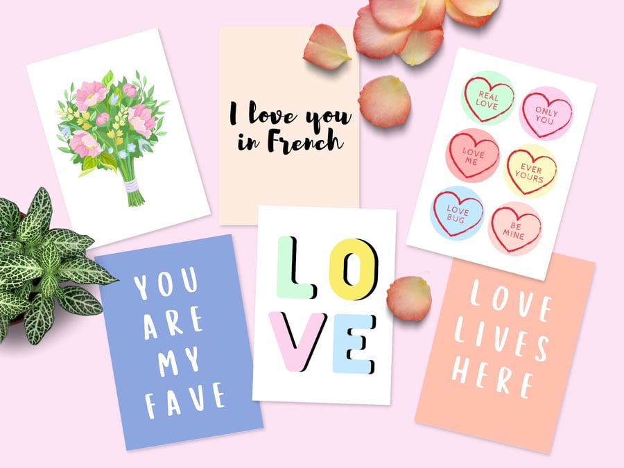 Love Mini Art Prints, Unframed 6x4" A6 Size