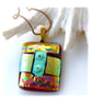 Dichroic Glass Pendant 280 Coral Bubbles Handmade with gold plated chain
