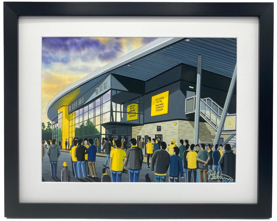 Boston Utd F.C Jakemans Community Stadium. Quality Framed, Football Art Print.