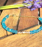 Neon Apatite Bracelet with feature Gold Bar. Handmade - Image 1