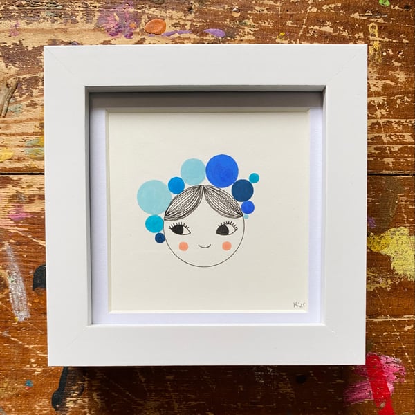 Pom Pom Blu - Framed Original mini Illustration