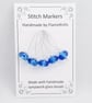 Lampwork Stitch Markers - Stained Glass Blues - Image 1
