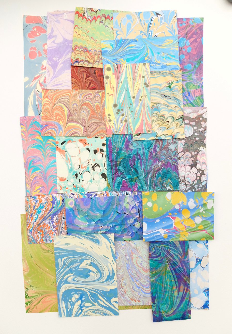 Marbled paper mixed paper pack off cuts scrapbooking 