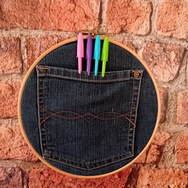 Handmade Denim Pocket Wall Hanging - Medium