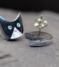 Black and white cat polymer clay stud earrings  - Image 4