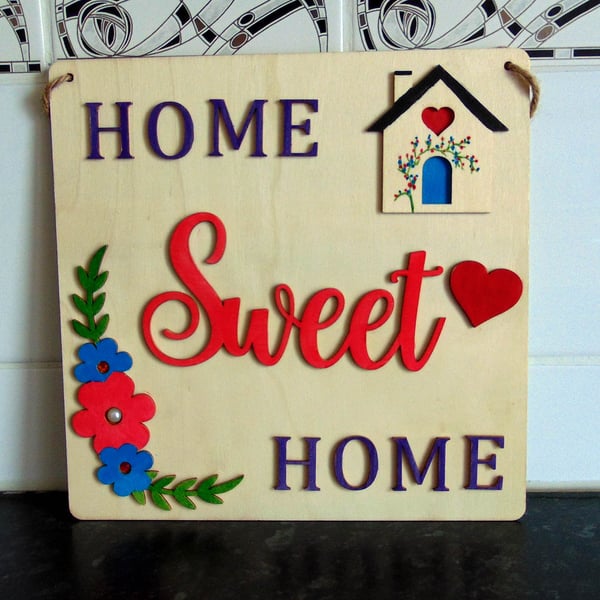 Home Sweet Home Hanging Wooden Sign