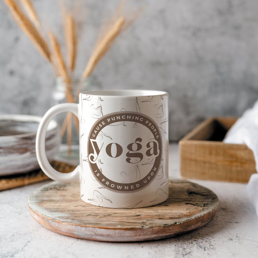 Yoga 'Cause Punching People Is Frowned Upon Mug - Folksy