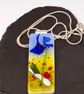 Handmade Fused Glass Pendant Necklace Poppy-field Blue Flower - Image 3
