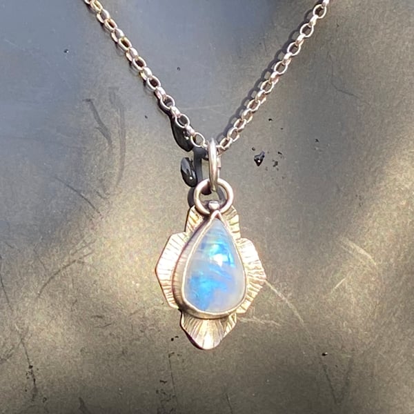 Rainbow Moonstone drop pendant