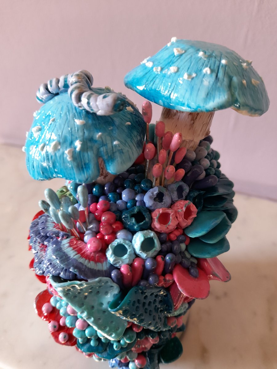 POLYMER CLAY FUNGI SCULPTURE - MUSHROOM SCULPTURE - POLYMER CLAY MUSHROOMS