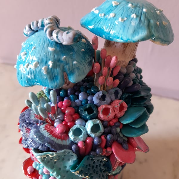 POLYMER CLAY FUNGI SCULPTURE - MUSHROOM SCULPTURE - POLYMER CLAY MUSHROOMS